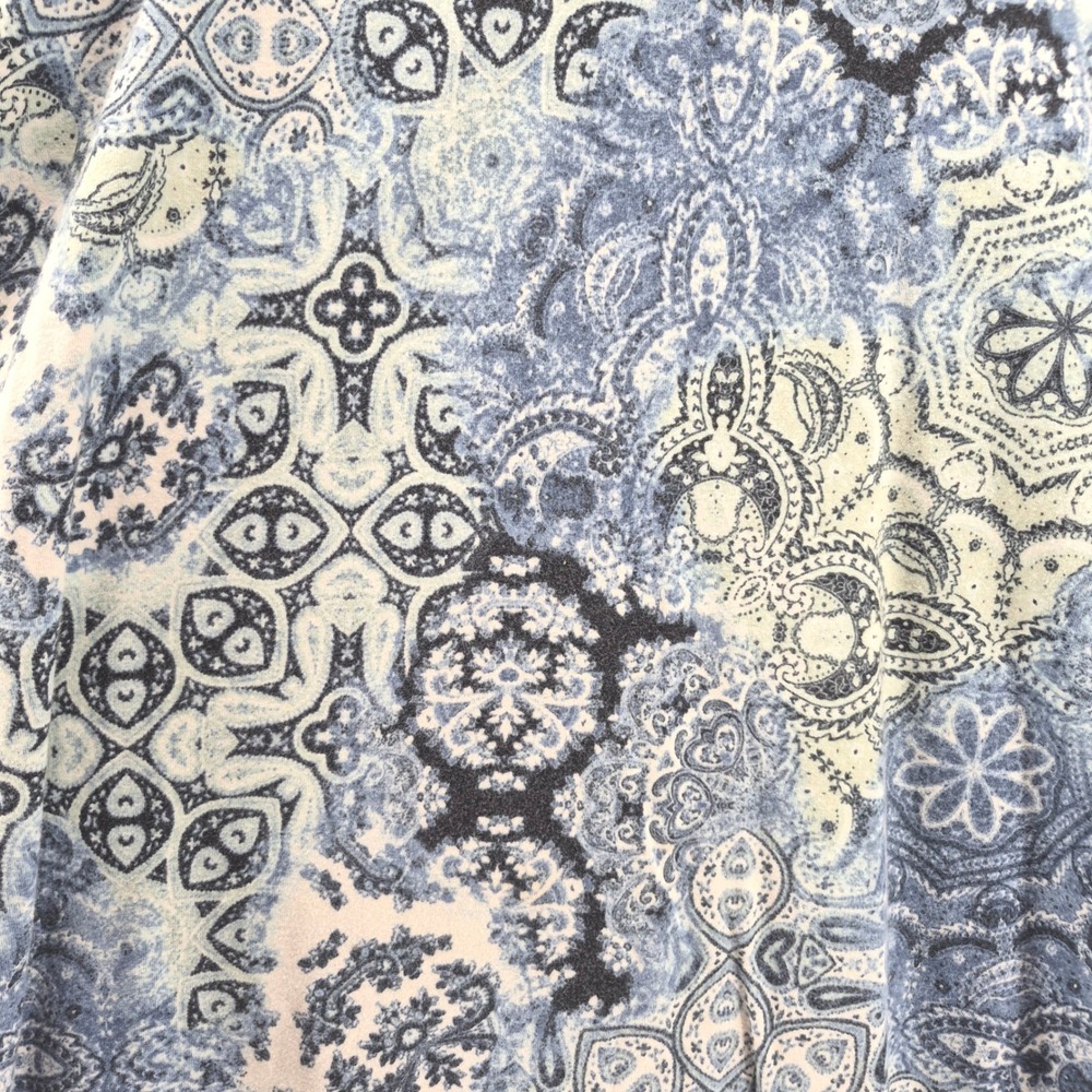 Catherines 3X Blue Medallion Paisley Print Top Plus Sz 26/28W Boho Peasant Knit - Picture 5 of 11